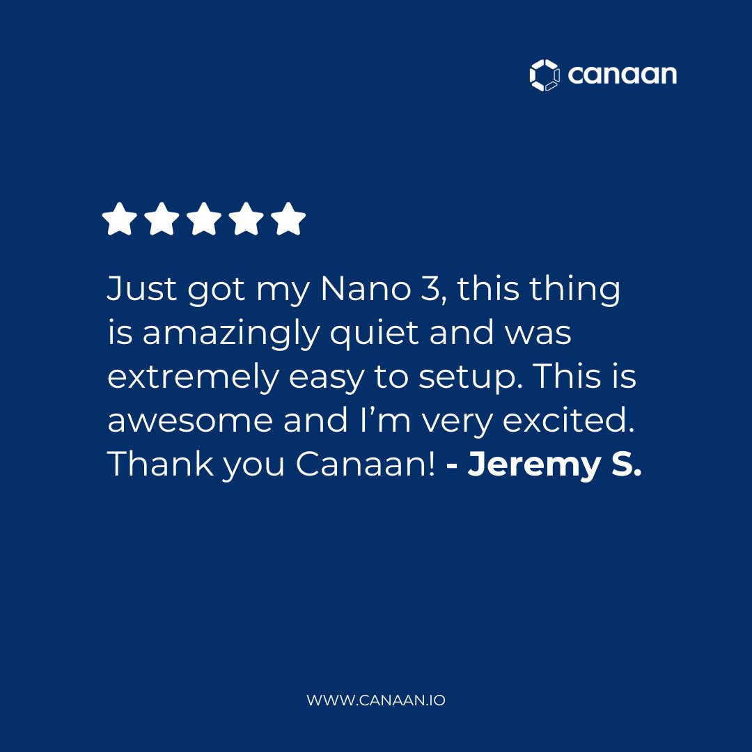 canaanio's tweet photo. Caption: Discover the power of efficiency in your mining operations! 🌟 See what our satisfied users are saying about their seamless experience. #AvalonNano3 #CustomerTestimonial #AvalonMade https://t.co/mnX0KxqVI2