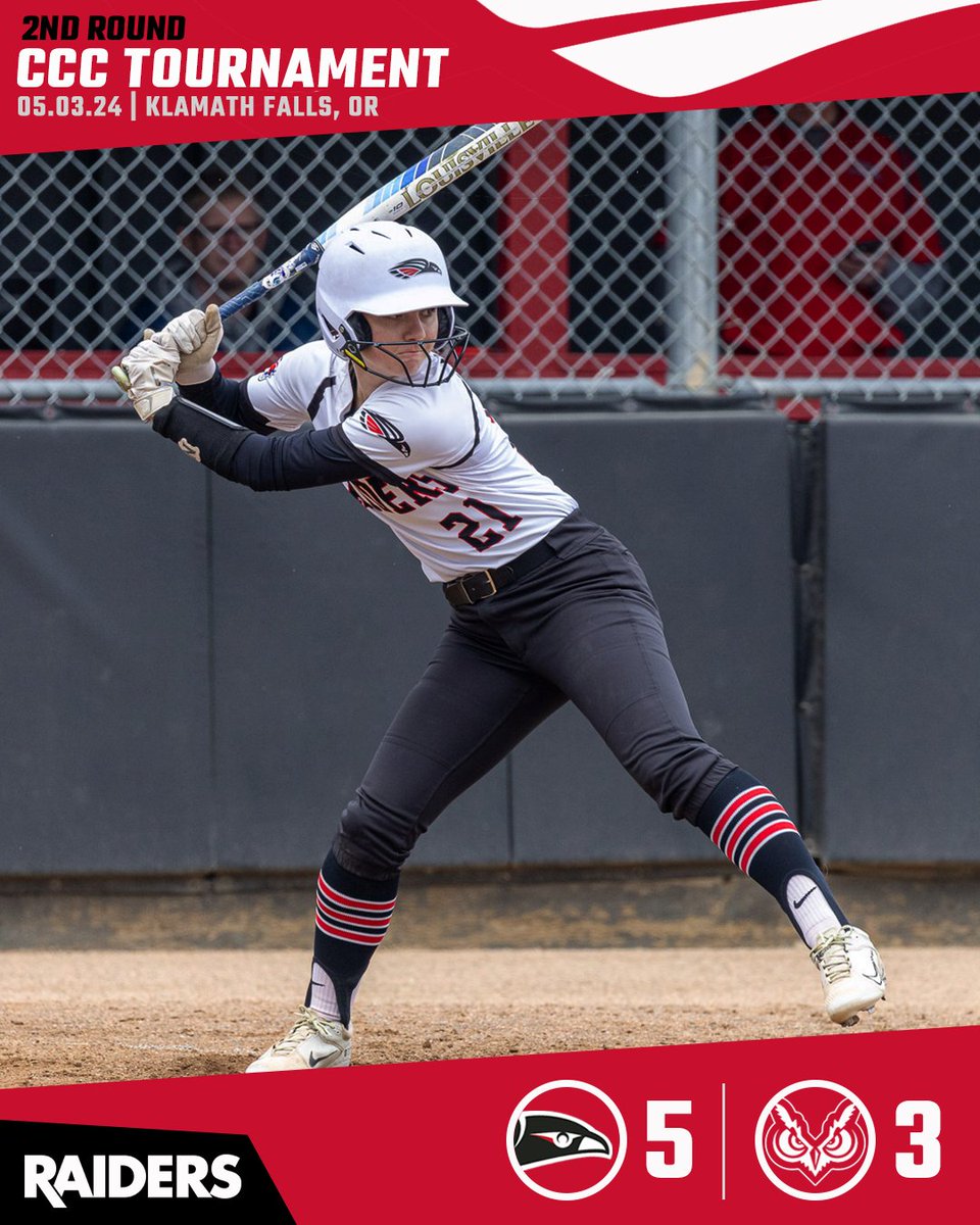 SOURaiders's tweet photo. FINAL: @SOU_Softball remains unpopular in Klamath Falls

🔴 Brooke Nordahl | 2-4, HR, 2B, 2 R
⚪️ Sammie Pemberton | 2-4, 2B, RBI
⚫️ Katie Machado | 7 IP, 7 H, 3 ER

Raiders top No. 5 OIT for the 1st time since last year's World Series and play in the CCC semis at 2pm Saturday! https://t.co/WBWQtm8crx