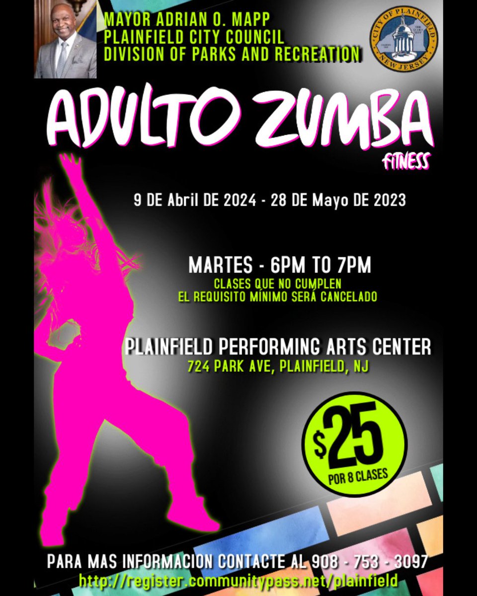 💃🌟 Dive into fitness with our Adult Zumba Classes! 🌟💃

Join us every Tuesday from April 9th to May 28th, 6-7 pm at 724 Park Ave!

Secure your spot now at [bit.ly/43pjOlz] and let's dance our way to a healthier you! 💪 #ZumbaFitness #GetActive #RegisterToday