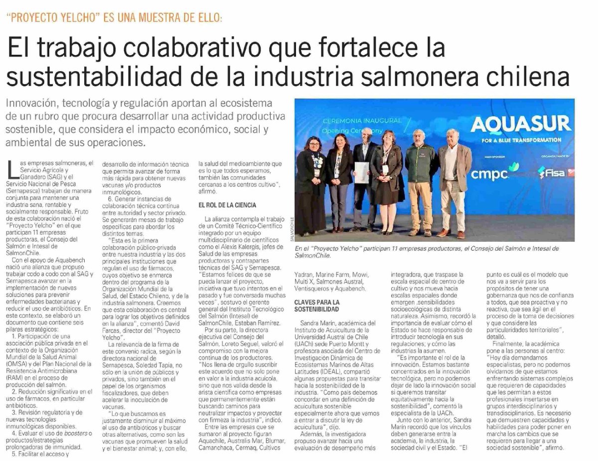 Doctorado en Ciencias de la Acuicultura UACh (@dcauach) on Twitter photo 📰 La directora y académica de nuestro programa de estudios, MSc. Sandra Marín Arribas, conversó con diario <a href="/ElMercurio_cl/">elmercurio_cl</a> para entregar propuestas para transitar hacia la sostenibilidad de la industria.
Revisa la entrevista completa aquí 👇
litoralpress.cl/sitio/Prensa_T… 📰 La directora y académica de nuestro programa de estudios, MSc. Sandra Marín Arribas, conversó con diario <a href="/ElMercurio_cl/">elmercurio_cl</a> para entregar propuestas para transitar hacia la sostenibilidad de la industria.
Revisa la entrevista completa aquí 👇
litoralpress.cl/sitio/Prensa_T…