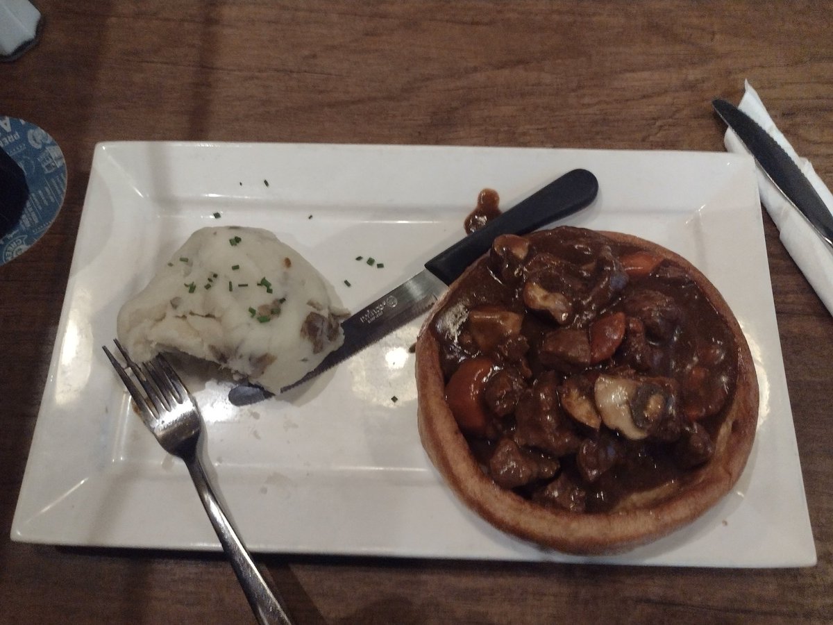 Steak and Guinness Yorkie for dinner.