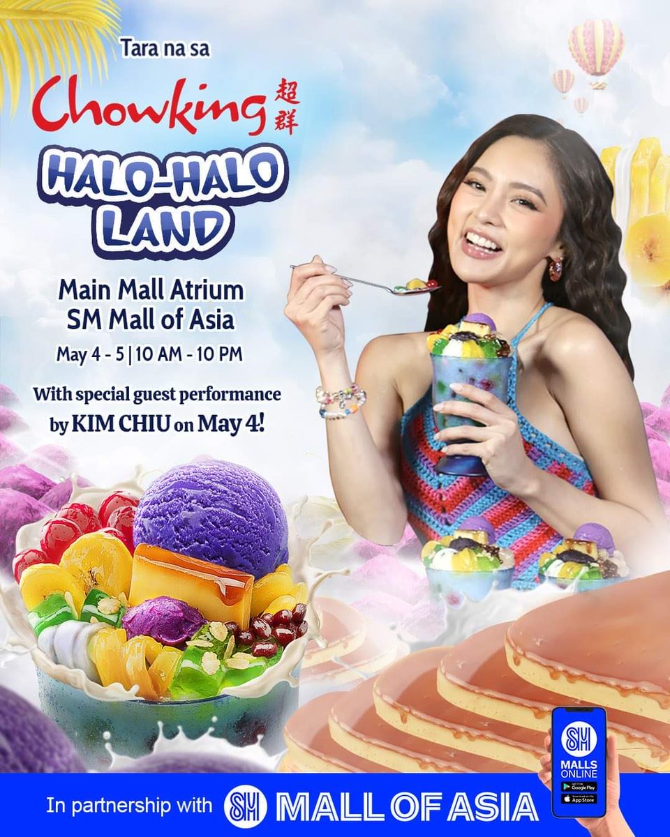 Kris_Almario's tweet photo. Tara na't makisaya sa #ChowkingHaloHaloLand on May 4, 5PM together with our Chinita Princess  and enjoy fun activities, prizes, and more! 🤩 Kitakits!

PANATAGsa KIMPAU

#BreadAndPancitCantonDay

#LinlangSimula
#WhatsWrongWithSecretaryKimPH 
#KimPau #PauloAvelino #KimChiu https://t.co/qaElwpdTWO