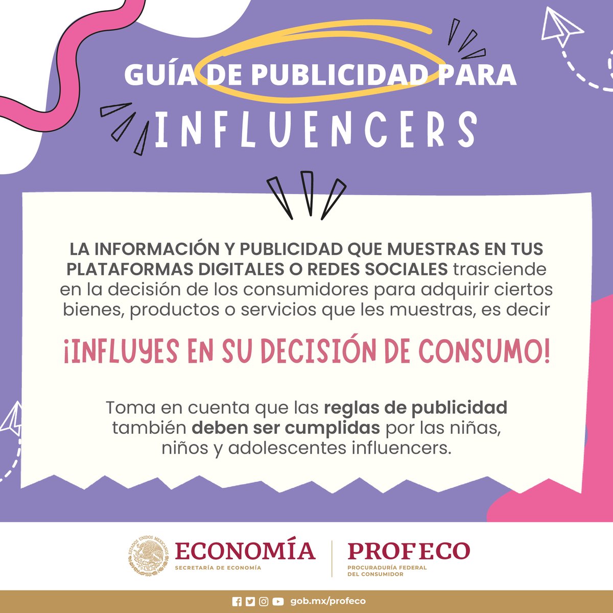 🤳#Influencer 📢 Si brindas información o publicas la recomendación de un producto o servicio a través de tus redes sociales. ¡Estás generando publicidad! ✅ Consulta la #GuíaDePublicidad para Influencers y sigue nuestras recomendaciones. 🔗 bit.ly/3RuGtsU