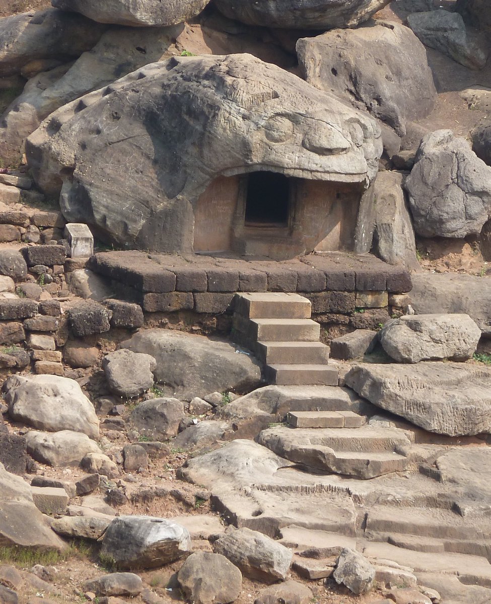 Vyaghra Gumpha, one of the most popular caves in Udayagiri, India (1st C. BCE). The word vyaghra means tiger