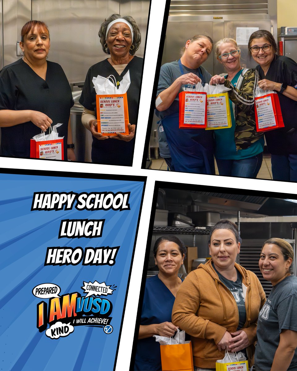 To celebrate our School Lunch Hero Day, our very own Nutritional Services department provided amazing gift bags to all team members throughout our many school sites within VUSD. Thank you school lunch heroes for your dedication to our students! #IamVUSD #SchoolLunchHeroDay