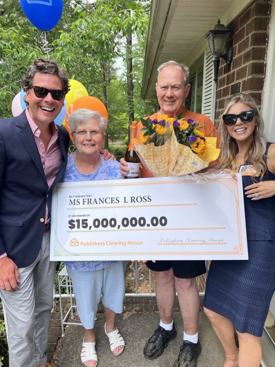Congratulations to todays BIG $15,000,000
SuperPrize #PCHWinner, Frances R. of NC!❤️❤️🎉