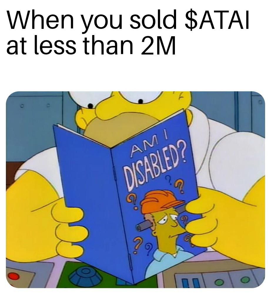sammydean50's tweet photo. @benjamincowen I'm banking on $ATAI.

So I can quit my job, 100x possible for #ArtemisAI from this position.

The utility will make lots of people rich, thereby bringing volume needed to catapult this to new heights. https://t.co/gTGskSpzIX