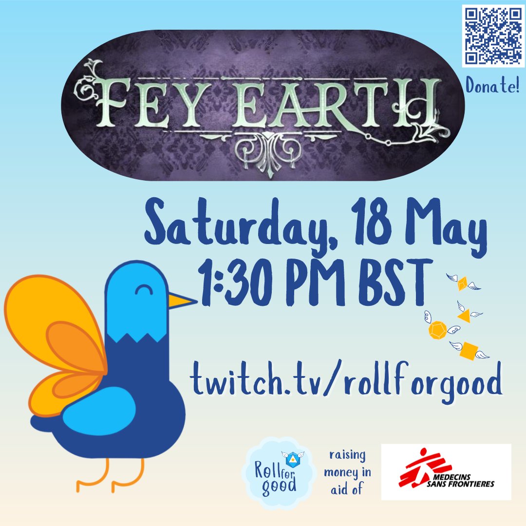 Roll For Good โญ TTRPGs For Charity (@rollforgood) on Twitter photo .<a href="/FeyEarth/">Fey Earth</a> is a unique #ttrpg set in an alternative 19th century Earth where all the magical creatures from folklore and fairy tale are real and living alongside humanity ๐ฆ
We're excited for <a href="/geekchictee/">Black Queer and Spooky #BLM</a>'s game on Sat 18 May which will be in aid of <a href="/MSF/">MSF International</a>
#selfpromosaturday .<a href="/FeyEarth/">Fey Earth</a> is a unique #ttrpg set in an alternative 19th century Earth where all the magical creatures from folklore and fairy tale are real and living alongside humanity ๐ฆ
We're excited for <a href="/geekchictee/">Black Queer and Spooky #BLM</a>'s game on Sat 18 May which will be in aid of <a href="/MSF/">MSF International</a>
#selfpromosaturday
