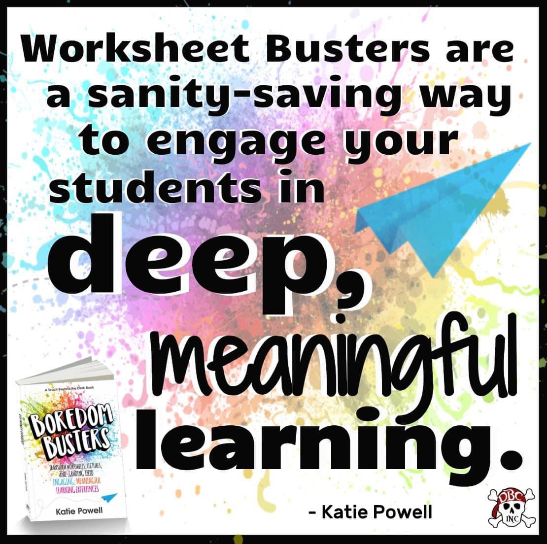 “Worksheet Busters are a smart-saving way to engage students in deep, meaningful learning.” - @Beyond_the_Desk  in #BoredomBusters
This is packed with read today, use tomorrow student engagement ideas!

a.co/d/1UDfN28
#dbcincbooks #tlap #mschat #amle