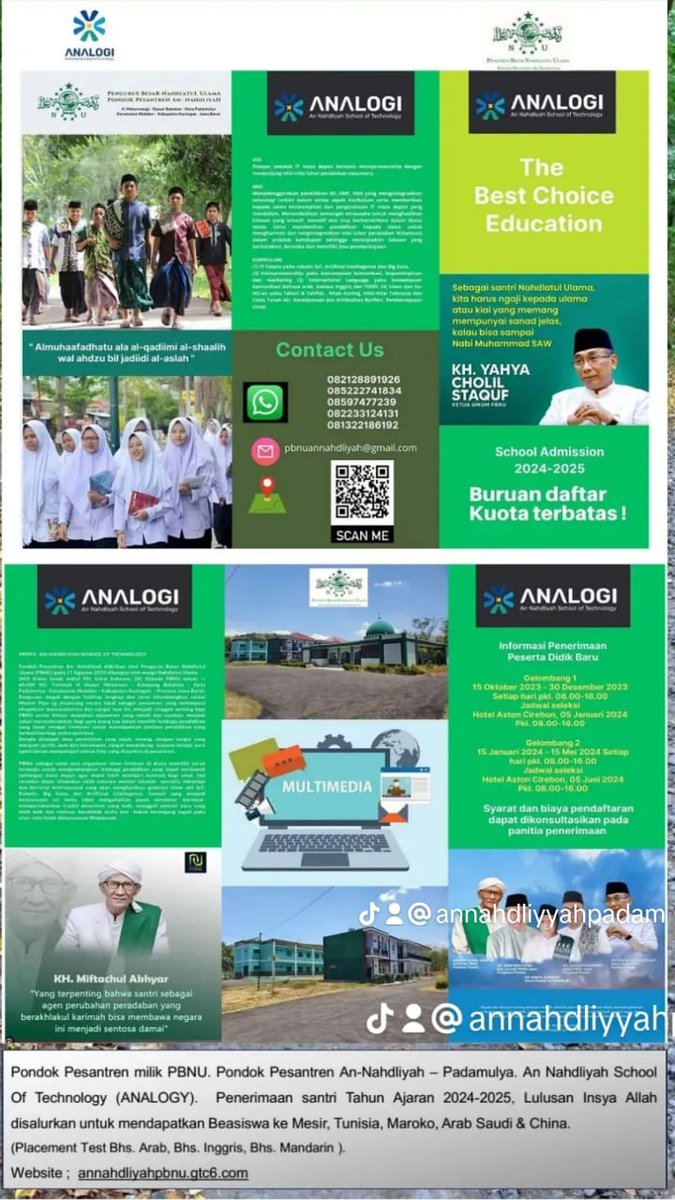 Lembaga Pendidikan Islam - Pengurus Besar Nahdlatul Ulama (PBNU) - An Nahdliyah, Menerima Santri utk Tahun Ajaran 2024-2025 tingkat SLTP/MTS dan SLTA/ MA.