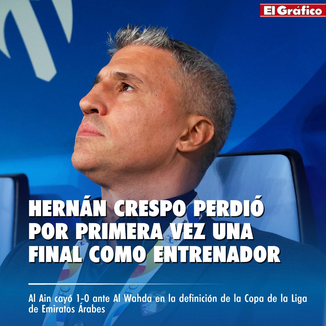 Por primera vez en su carrera, Hernán Crespo perdió una final como entrenador ❌🏆 ➡️Su equipo, Al Ain, cayó 1-0 ante Al Wahda por la Copa de la Liga de Emiratos Árabes. ⭐️Las que había ganado: Copa Sudamericana 2020, Campeonato Paulista 2021, Copa de las Estrellas de Qatar…