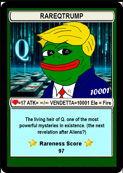 GabDevs's tweet photo. #COVFEFE #BITCOIN get u #rareqtrump #trump in https://t.co/2CueCM1JbP on @XChain_io @CounterpartyXCP $btc #QAnon #pepe #17art come with us.... https://t.co/C0ARoKSc3u