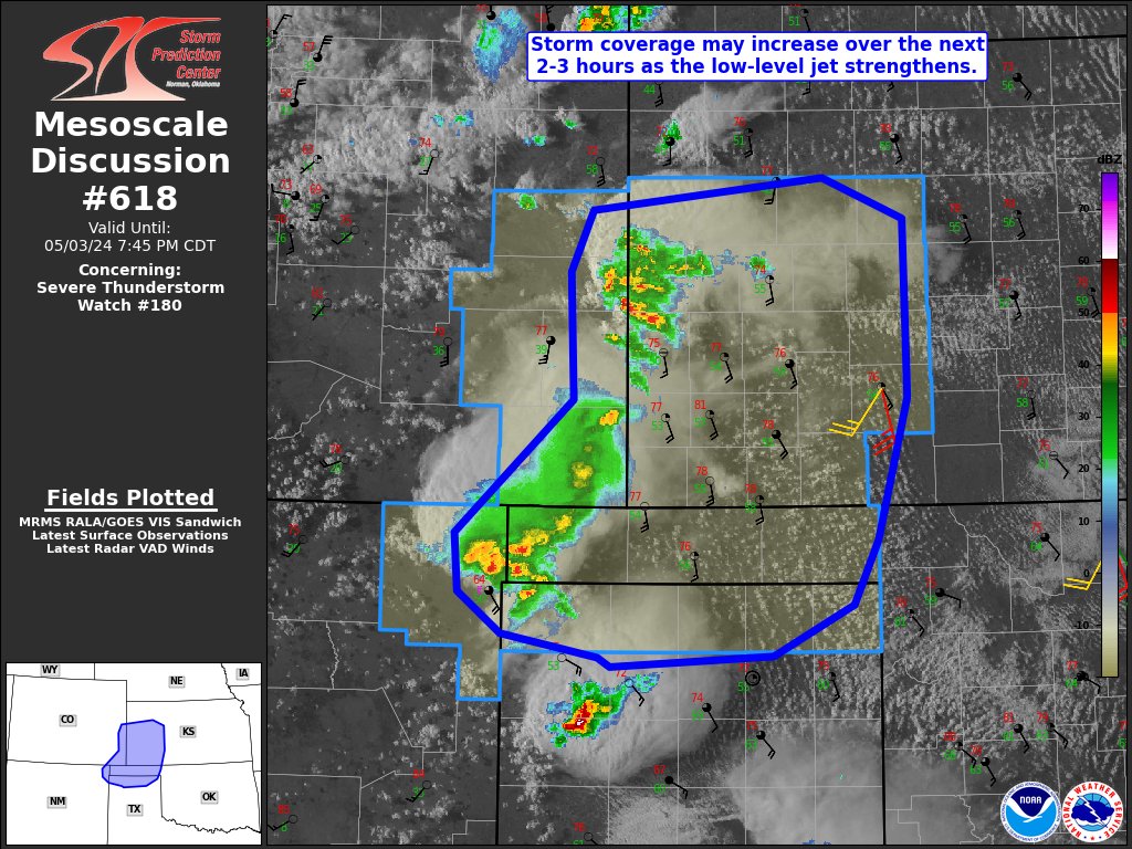 6:15pm CDT #SPC_MD 0618 , #okwx #kswx #txwx #cowx #nmwx, spc.noaa.gov/products/md/md…