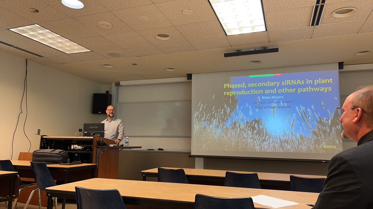 Davidzz46648607's tweet photo. Prof. Blake Meyers gave us a great talk about phasiRNA regulating crop anther development! Such an inspiring and insightful 💡talk. Glad to see you here at Oklahoma after 16 years😄 https://t.co/BK9IL2LV8G