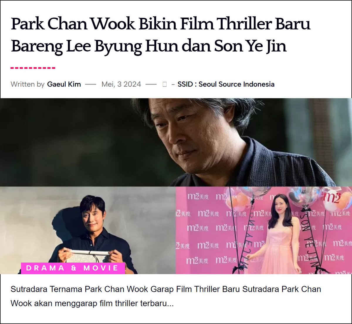 #ParkChanWook
#TheAx
#LeeByungHun
#SonYeJin
Baca: seoulsourceid.rf.gd/park-chan-wook…
✨gaeul.rdz
