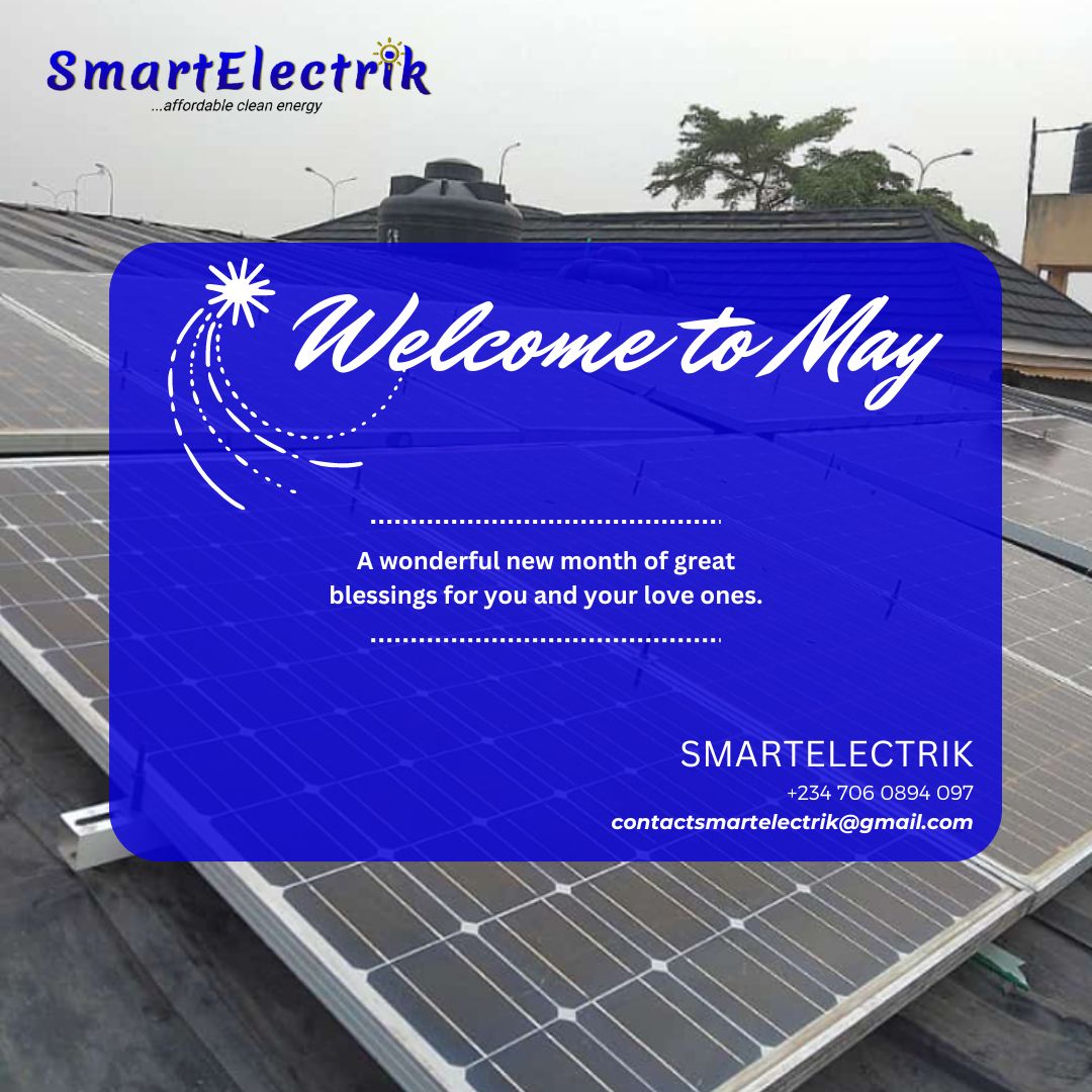SmartElectrik_'s tweet photo. *Happy New Month!* Welcome to May.
From all of us at SmartElectrik Solar Home💡 Ibadan to all our amiable friends, clients, partners, and staffs.
Reach out to us: 07060894097

#SmartElectrik #Solar #May #2024
#SmartElectrikSolarHome 💡☀️
#HappyNewMonth #Ibadan #Nigeria https://t.co/Y5r4OffPvp