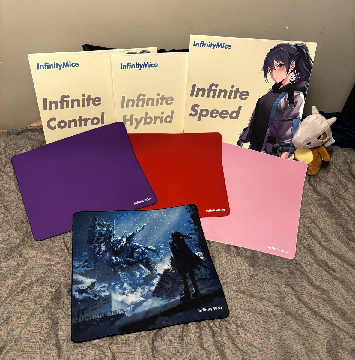 Before I became a <a href="/InfinityMiceco/">InfinityMice</a> affiliate I wanted to make sure I actually liked their products. So here’s my honest review of each pad: 

Speed (mid) 💗 - my current mousepad. very light and makes my mouse glide like butter. I hate using my whole arm to aim (I’m lazy) so this