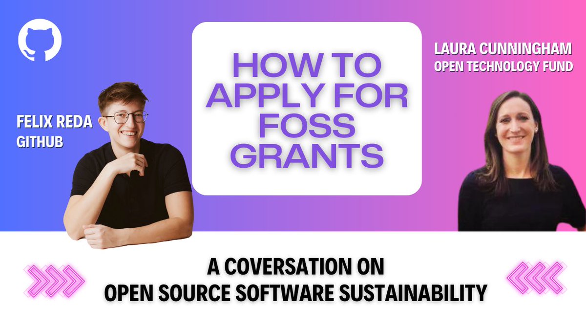 Did you know that @OpenTechFund has a NEW grant program just for FOSS projects? You can apply through May 17th! Join me, @Senficon, Laura Cunningham, and Susan Kennedy to learn more about the fund: gh.io/otf-github Please spread the word about this great initiative!