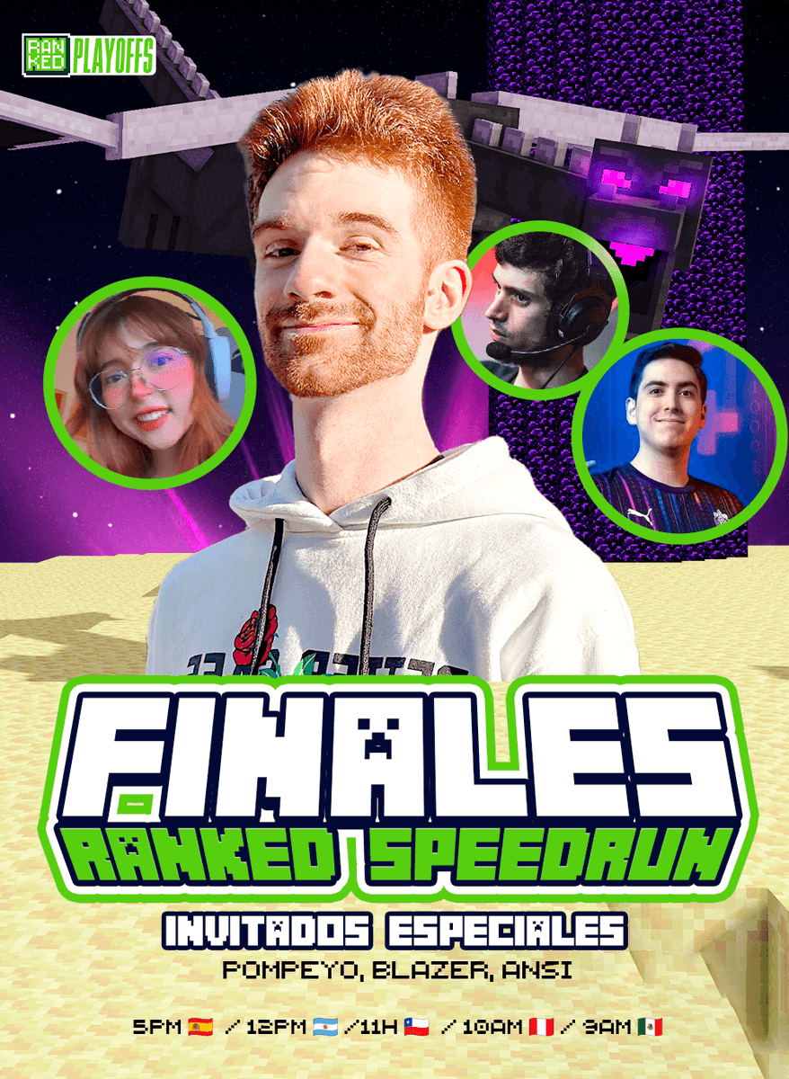 Domingo temprano, tenemos la primera parte de las Finales de Speedrun Minecraft!! 5 de mayo a las 17h 🇪🇸 | 12h 🇦🇷 | 11h 🇨🇱 | 10am 🇵🇪🇨🇴 | 9am 🇲🇽