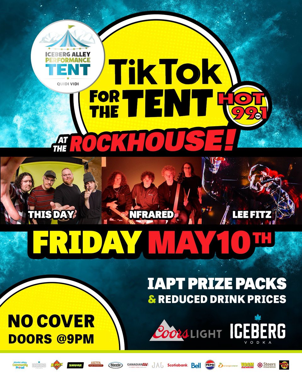 The finalists for HOT 99.1 FM's TikTok for the Tent have been revealed! Join us on Friday, May 10th, and cheer on This Day, Infrared, and Lee Fitz! Who will be the opening act for Marianas Trench on June 26th? The decision will be made that night!