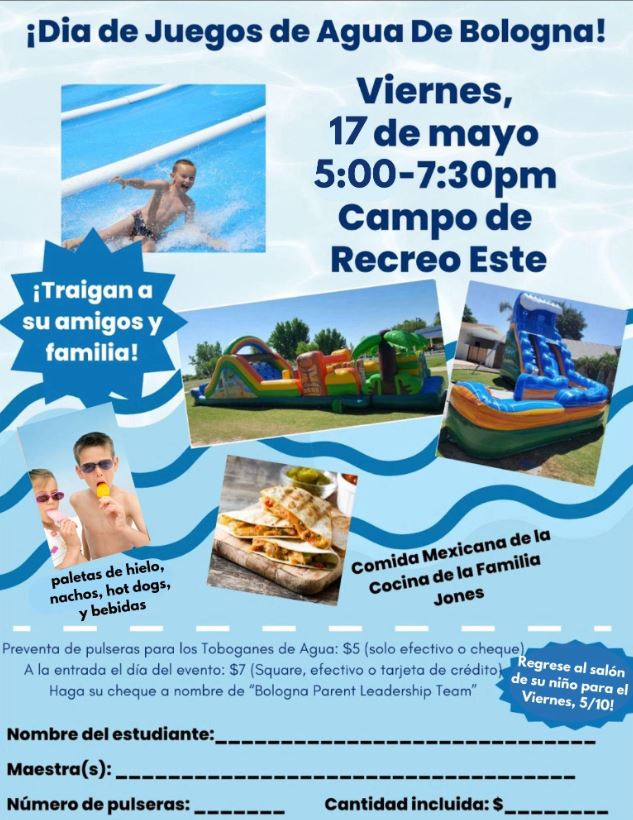 Water Day - 2 WEEKS away - Still looking for 3 businesses/families to sponsor a Water Slide! Sponsorships are tax deductible -Businesses will have their info. posted at the event & added to newsletters/website for a year Contact Bolognapto@gmail.com to sponsor #PTO #waterday