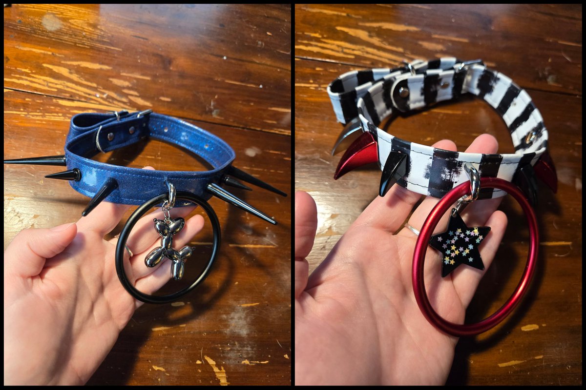 NebNov3's tweet photo. 2 collars up for grabs! 

Blue- 13-19in
Stripe red- 13-20in
$75 each https://t.co/XNl0BkDSNG