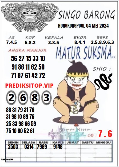 SYAIR TOGEL HONGKONG HARI INI SABTU, 04 MEI 2024 Support By : daftarirama.com #prediksitogel #prediksitop #prediksiharian #PrediksiHk #prediksihkhariini #iramatogel #indotogel #togelonline #kasinoonline #bandartogel #togelterpercaya