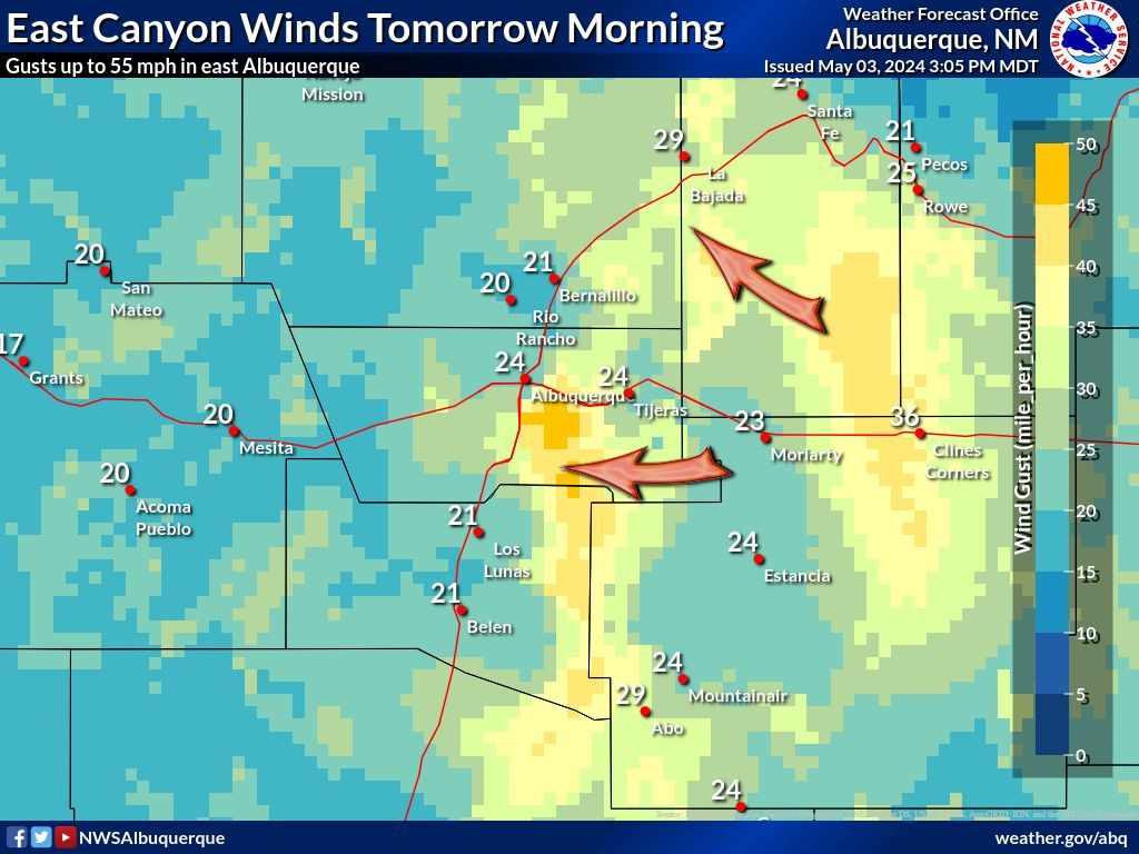 Severe storms are possible tomorrow afternoon in the southeastern portion of the state. Critical fire weather conditions develop Sunday afternoon and persist through the middle of the week. #NMwx #NMFire