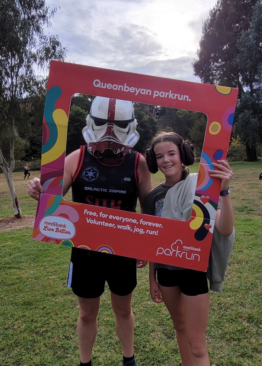 reschsreal's tweet photo. May the Fourth be with you all from Down Under and kicked off the day with a parkrun.  @MarkHamill you weren't wrong when you said "I can't see anything in this helmet". https://t.co/16L5f4IyF4