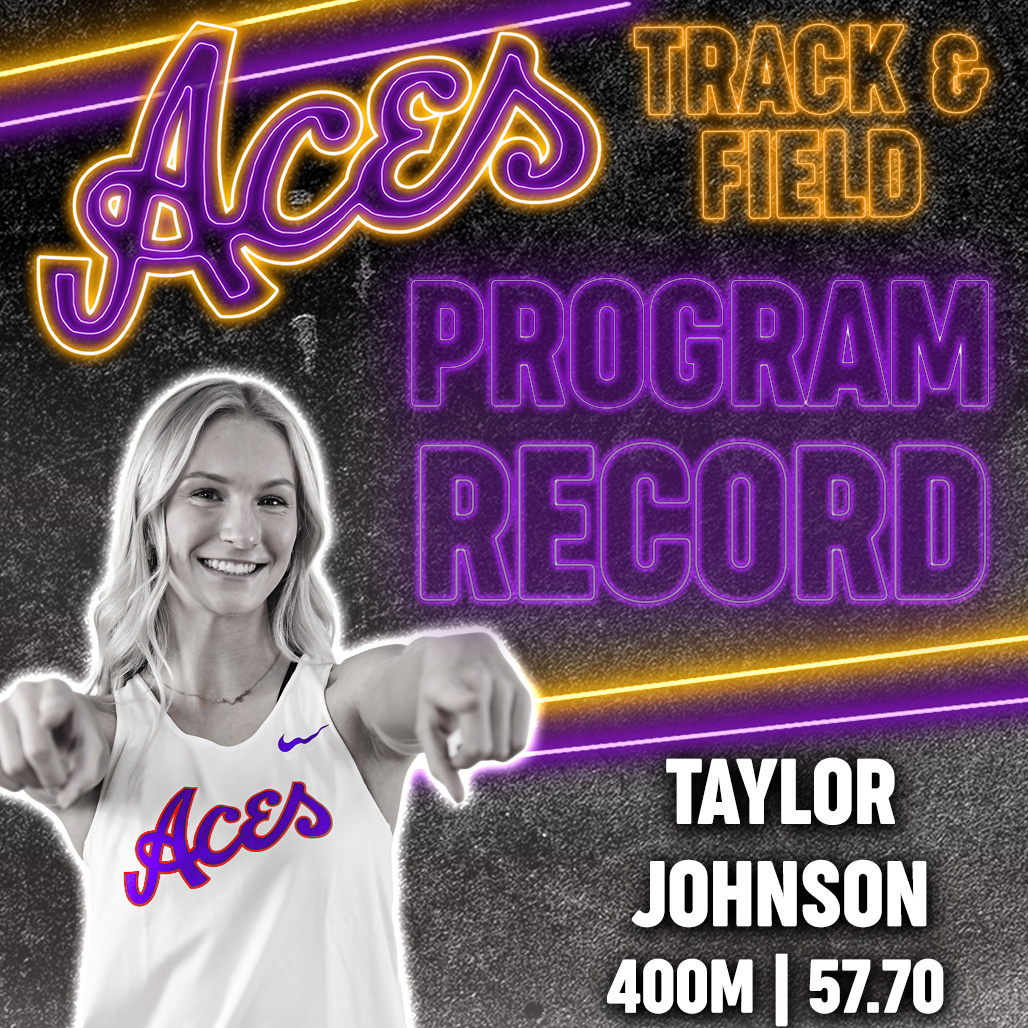 Our 3rd (🤯) runner of the season to break the 400-meter program record is freshman Taylor Johnson! Johnson improves on the sprint record by over a full second‼️ 🏃‍♀️ #ForTheAces