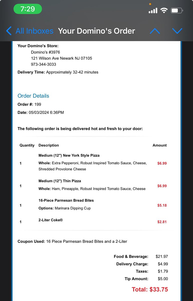 TheSlotSource's tweet photo. Kept seeing commercials for the new New York style pizza so decided to order it. But this is what I got.  Luckily the other pizza was right.  🤔 🤷���‍♂️ @dominos https://t.co/QK6xll0OxI