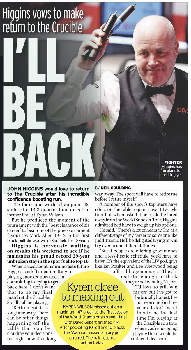 Snooker star @ronnieo147 at the centre or a bullying storm, while four-time champ John Higgins vows “I’ll be back!” @DailyStar_Sport @dailystar @scotsunsport @Record_Sport @_ShaneMacD