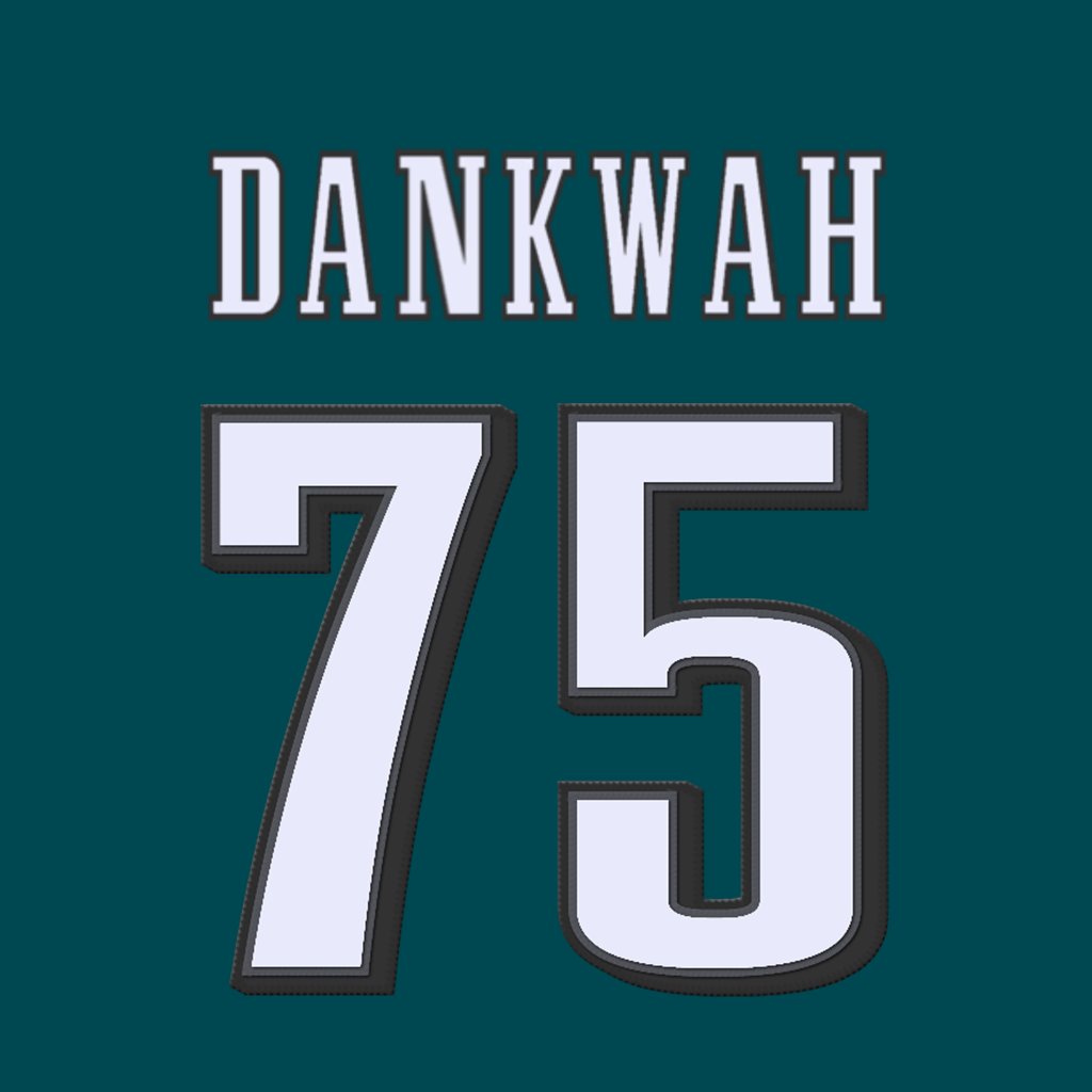 Philadelphia Eagles OL Anim Dankwah is wearing number 75. Currently shared with Tarron Jackson. #FlyEaglesFly