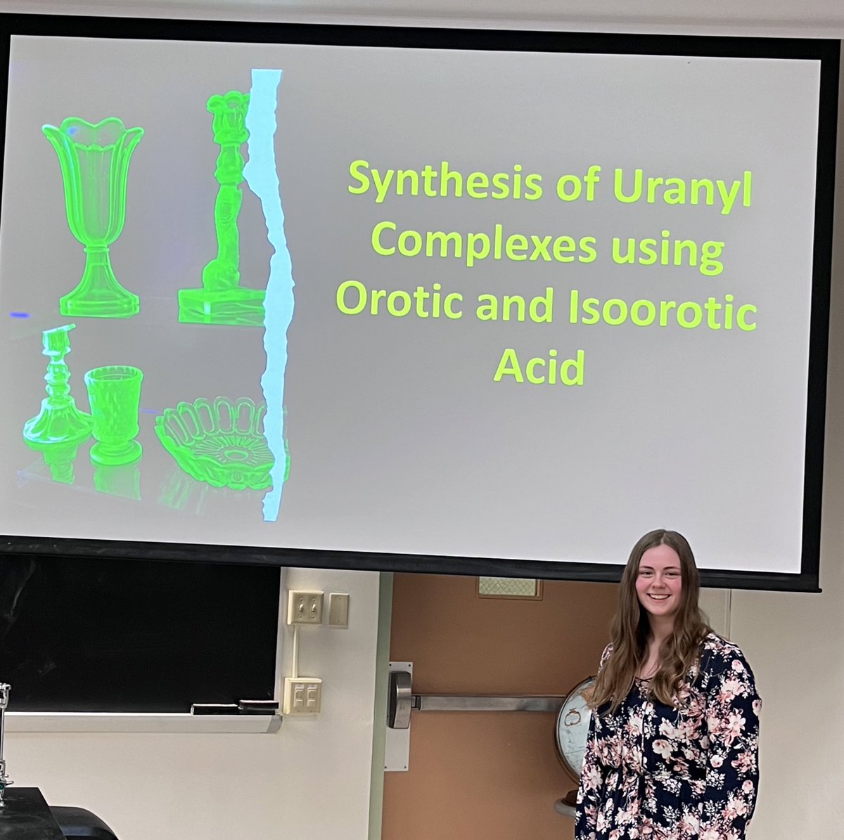 PolinskiGroup's tweet photo. My undergrad, Emily Birchard, gave a fantastic talk today (and the first out of my group solely focused on an Actinide) on her work this past year. She has some very interesting structures that we cannot wait to share with the world…..soon. Congrats, Emily! https://t.co/PtjJyZ2a1T