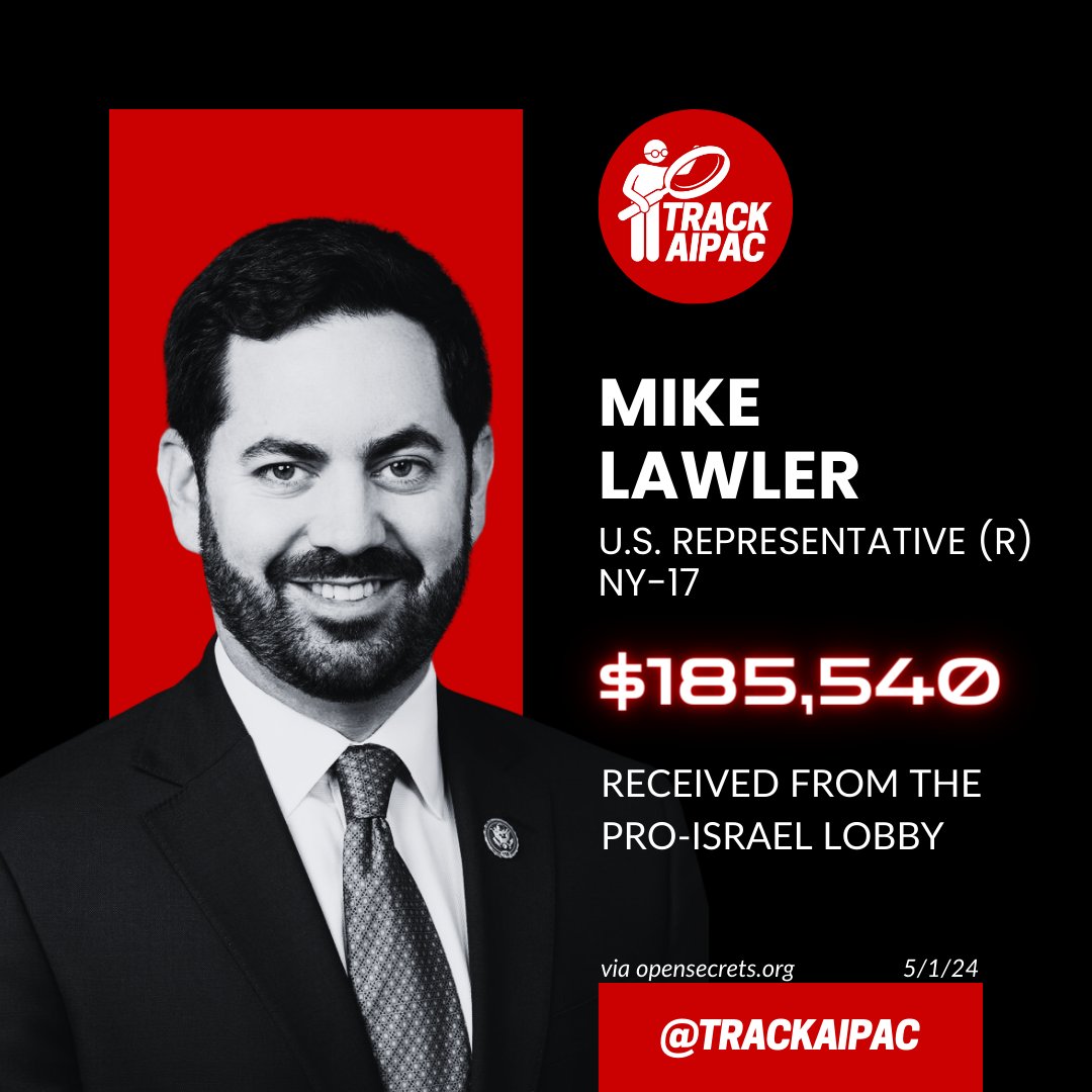 @lawler4ny Mike Lawler gets paid to do the bidding of a foreign entity in the United States Congress. He has collected >$185,000 from AIPAC and the Israel lobby since elected in 2022. #RejectAIPAC #NY17