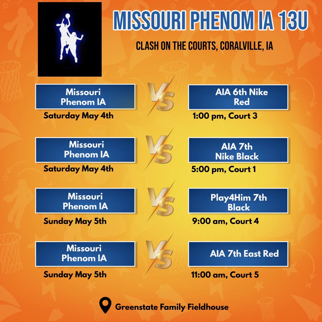 5th, 7th &amp; 17u schedules for the weekend 🏀