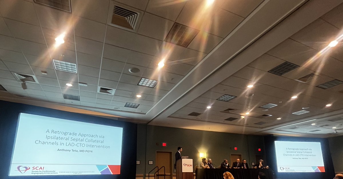Sabina Kumar (@dr_sabs_) on Twitter photo Happening right now at SCAI! 
Our superstar first year fellow presenting at the CTO session. 
“A retrograde approach via ipsilateral septal collateral channels in LAD-CTO Intervention”
<a href="/DrAnthonyTeta/">Anthony Teta, MD</a> <a href="/BlairDeYoung/">Blair DeYoung</a> <a href="/DrJayMohan/">Jay Mohan, D.O., FACC, FSCAI, FASE, RPVI</a> <a href="/JasonGKaplanMD/">Jason Kaplan</a> Happening right now at SCAI! 
Our superstar first year fellow presenting at the CTO session. 
“A retrograde approach via ipsilateral septal collateral channels in LAD-CTO Intervention”
<a href="/DrAnthonyTeta/">Anthony Teta, MD</a> <a href="/BlairDeYoung/">Blair DeYoung</a> <a href="/DrJayMohan/">Jay Mohan, D.O., FACC, FSCAI, FASE, RPVI</a> <a href="/JasonGKaplanMD/">Jason Kaplan</a>