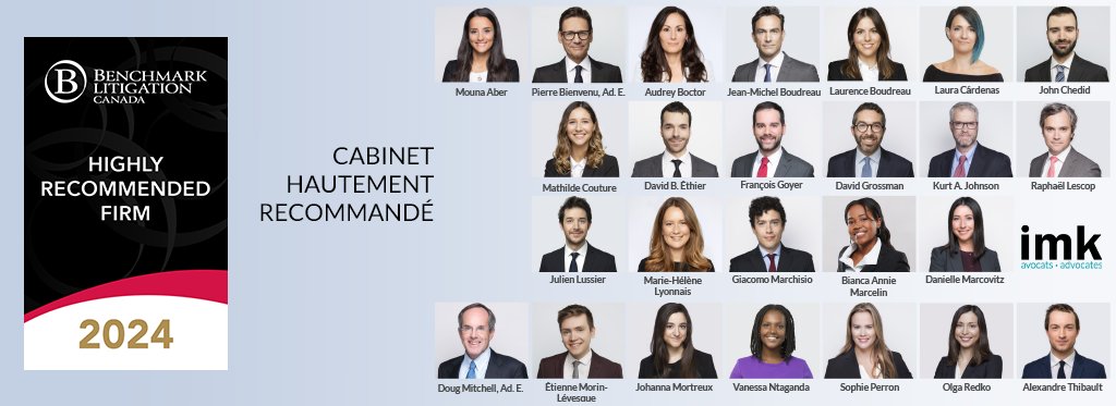 <a href="/IMKLLP/">IMK</a> est fier d’annoncer que le cabinet a été reconnu cette année encore par Benchmark Litigation en tant que cabinet hautement recommandé!
IMK is proud to announce that the firm has been recognised again this year by Benchmark Litigation as a highly recommended firm!