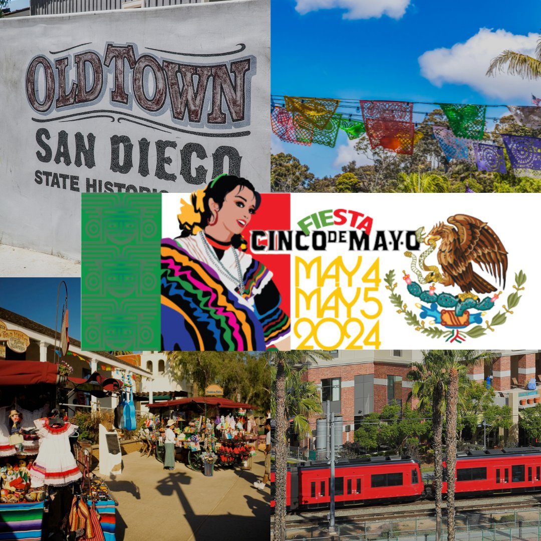 ✨ Join the Cinco de Mayo festivities in Old Town San Diego! 🇲🇽 Fiesta on May 4 & 5 with music, food, & fun. Accessible via Green/UC San Diego Blue Line. Learn more here: oldtowncincodemayo.com 🎉🎶 #OldTownCincoDeMayo