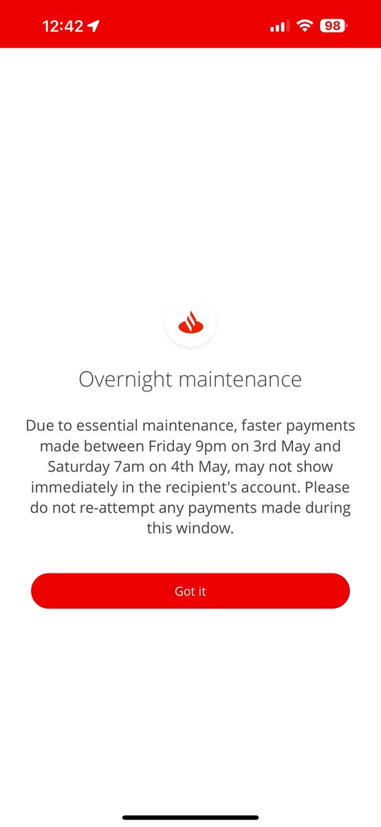 @CooperativeBank @JasonReidUK Strange how other banks apps can still work while maintenance is going on.
Good job I’m moving to them very soon thank fuck