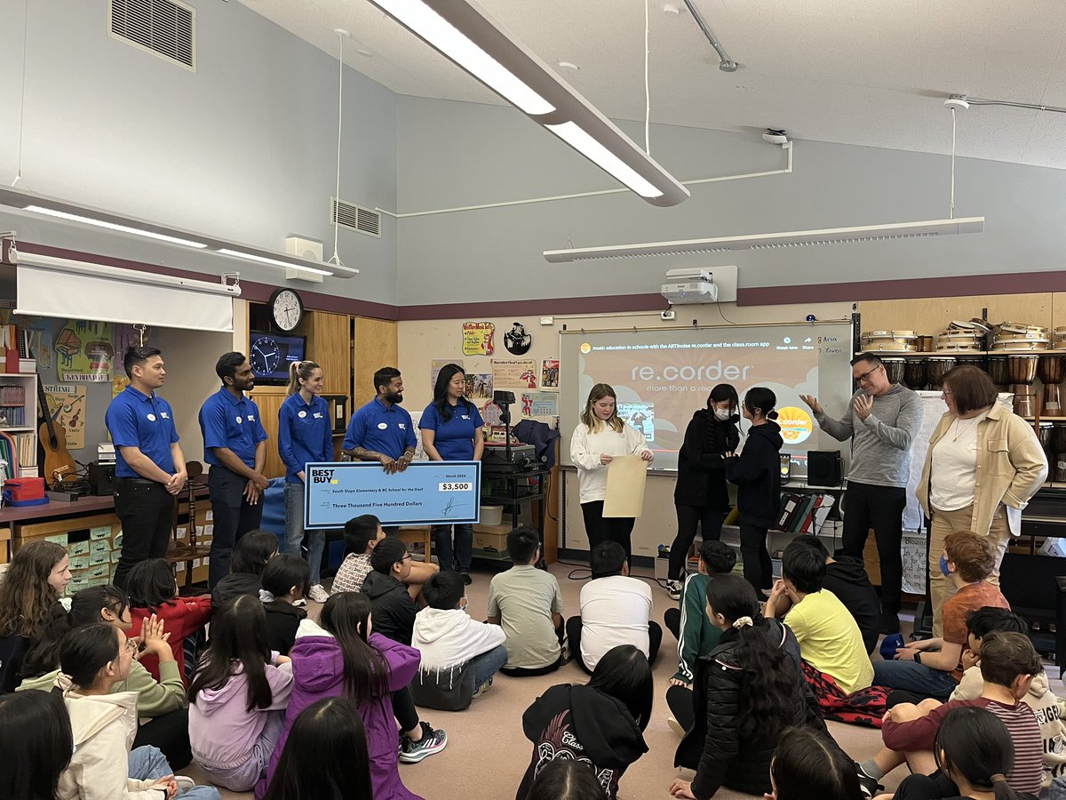Thank you <a href="/BestBuyCanada/">Best Buy Canada</a> Metrotown.  Out of 900 applicants <a href="/southslopeSD41/">South Slope School</a> won a grant for ARTinoise Recorder.  These recorders allow students with all abilities to access music through traditional use, keyboard style and digital programming. So exciting! <a href="/burnabyschools/">Burnaby Schools</a>