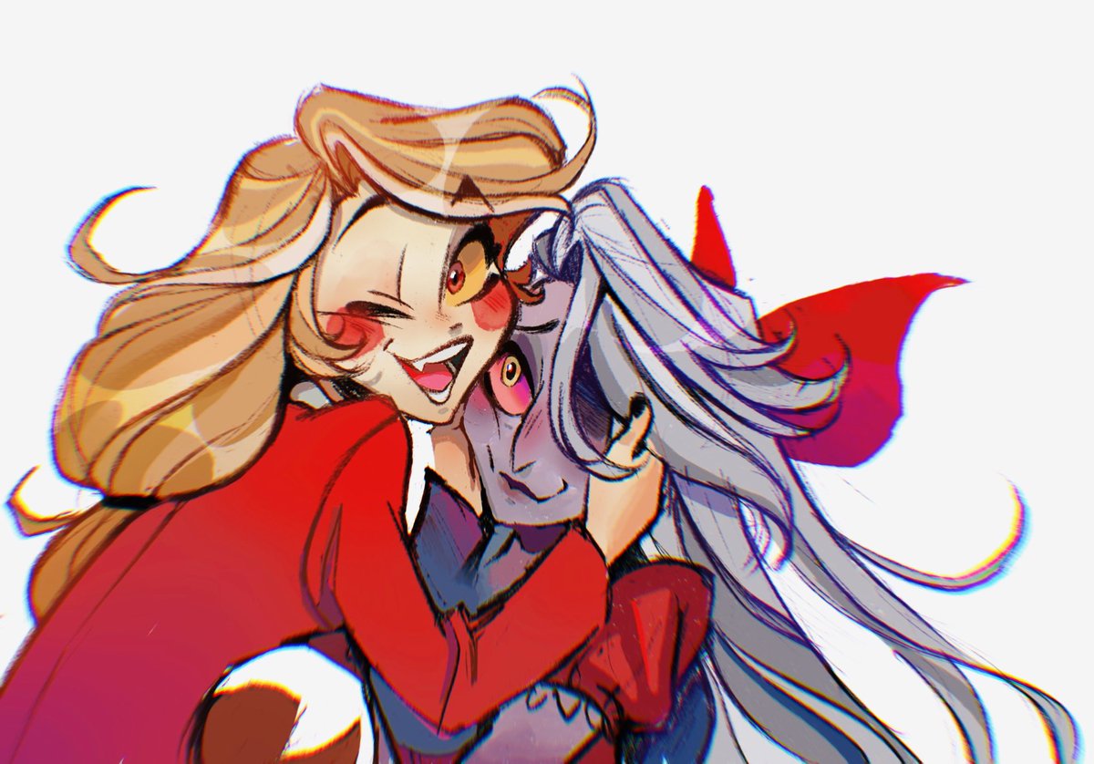 Ballz4lyfe11's tweet image. Cuties🩶❤️  #chaggie #vaggie #CharlieMorningstar #HazbinHotel