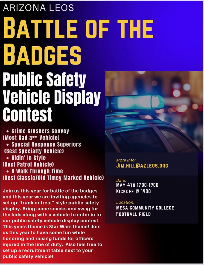 Coach Lester Neal (@lesterballer) on Twitter photo If you need something to do tomorrow pull up <a href="/mesacc/">Mesa Community College</a> Football Field for the Battle of the Badges Flag Football Game. There's a Star Wars theme costume contest & food & prizes & a bunch of 1st Responders from around the Valley and State <a href="/TBird_Athletics/">Mesa Thunderbirds Athletics</a> <a href="/SupportAZLEOs/">SALEF</a> <a href="/CITYOFMESA/">City of Mesa, Arizona</a> If you need something to do tomorrow pull up <a href="/mesacc/">Mesa Community College</a> Football Field for the Battle of the Badges Flag Football Game. There's a Star Wars theme costume contest & food & prizes & a bunch of 1st Responders from around the Valley and State <a href="/TBird_Athletics/">Mesa Thunderbirds Athletics</a> <a href="/SupportAZLEOs/">SALEF</a> <a href="/CITYOFMESA/">City of Mesa, Arizona</a>