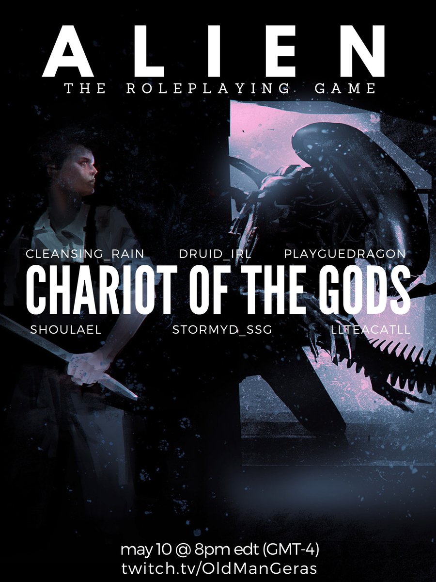 OldManGeras's tweet photo. In our last episode, we saw the destruction of the Montero as mysteriously the self destruct was activated. Now Davis and Cham slowing running out of oxygen as they float untethered in space. Next week, we close this chapter in our #AliensRPG session of Chariot of the Gods. https://t.co/sZtkhNoZ8g