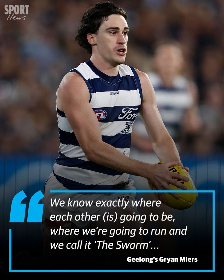The Cats are flying, but is their small forward brigade going under the radar? @SamLandsberger chats with Gryan Miers who reveals the ins and outs of the Geelong 'Swarm'. Story: bit.ly/4b8pQKM