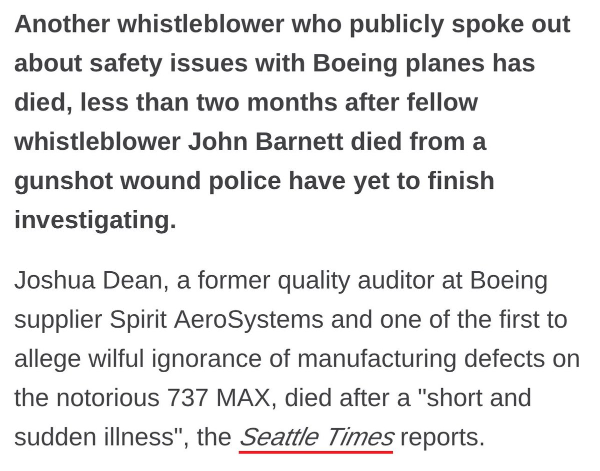 Two Boeing whistleblowers have died in the last two months. Once is an accident. Twice in this case is a pattern.