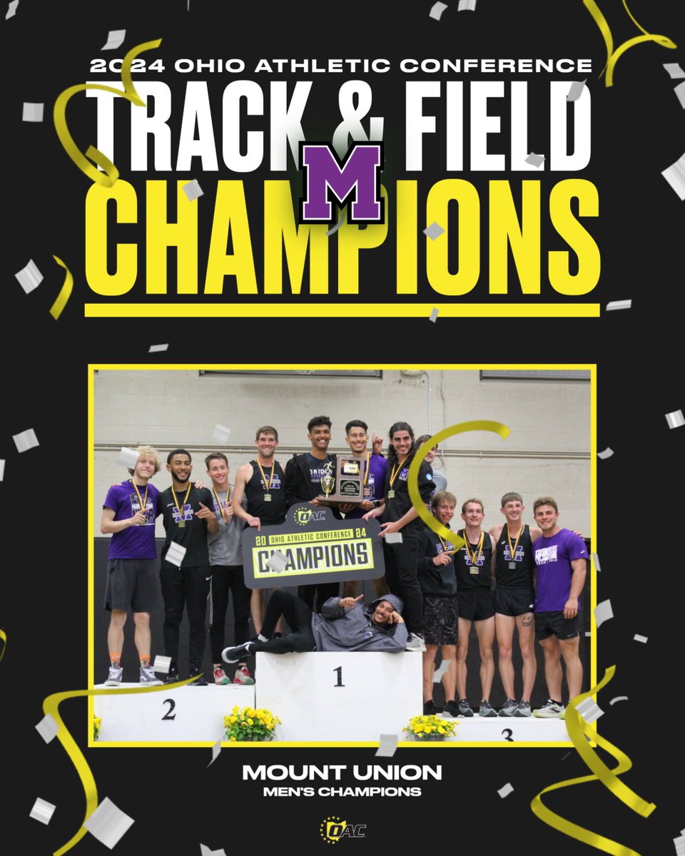 Congratulations to Mount Union, 2024 Ohio Athletic Conference Men's Outdoor Track &amp; Field Champions! 🏃‍♂️🏆

This is the 13th-straight Outdoor Track &amp; Field title for the Purple Raiders.

#OACChamps