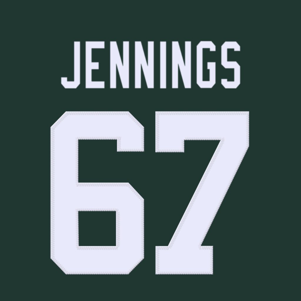 Green Bay Packers OL Donovan Jennings (<a href="/donovan_blu/">Donovan Jennings</a>) is wearing number 67. Last assigned to Jake Hanson. #GoPackGo