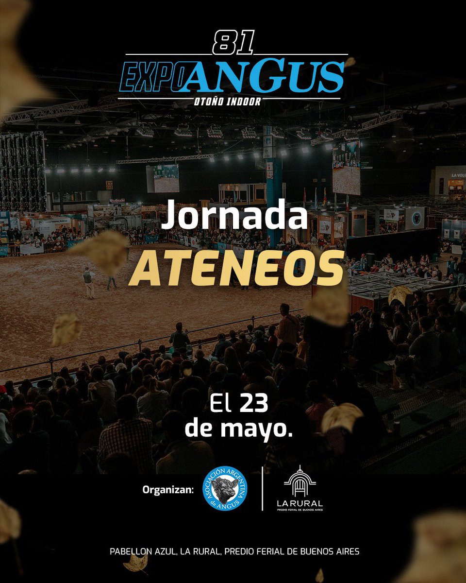 AteneoAngus's tweet photo. 🐂 Jornada de ateneos en la 81° Expo AnGus de otoño.
🗓️¡El 23 de mayo tenemos un día a puro Angus planeado para ustedes! 
🏅Charlas con @agrolarus y Juan Pablo Irico, y el tan esperado concurso de jurados.
🔗 Inscribite a través del link que se encuentra en nuestra descripción. https://t.co/gAbR2jjhKu