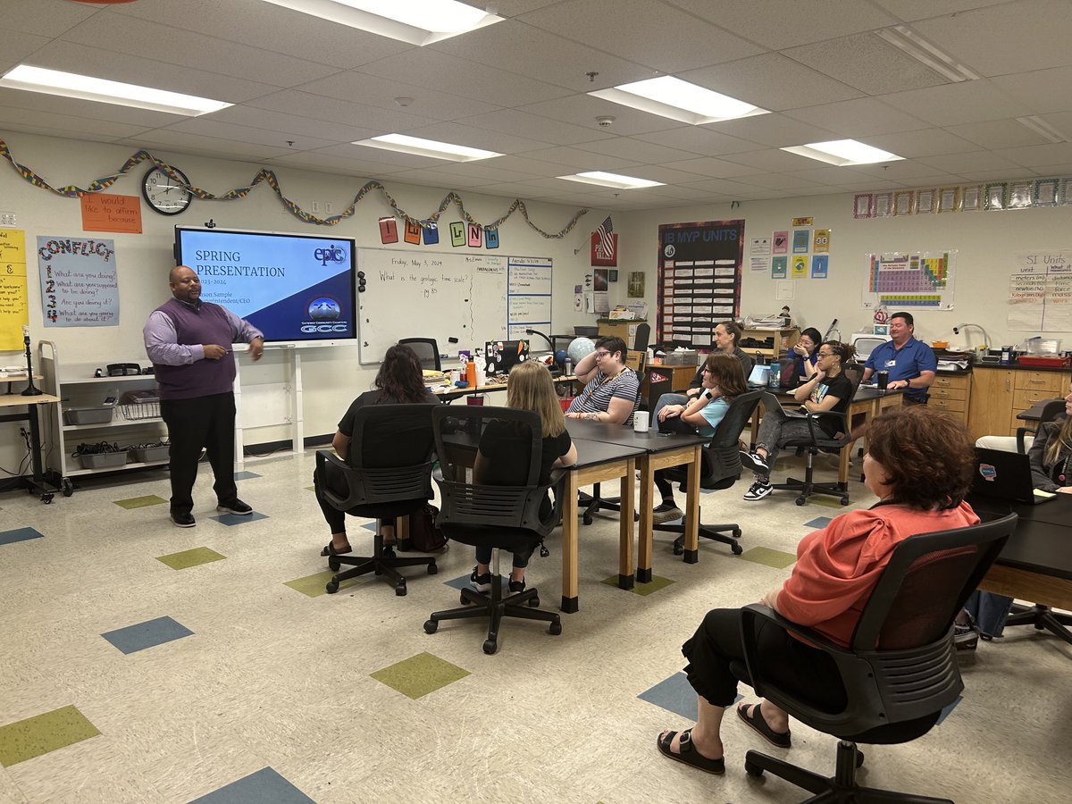 Today GCC Superintendent/CEO Jason Sample visited EPIC to share the GCC vision and updates with our staff. Thank you for your unwavering support of EPIC Mr. Sample! #gcc_charters